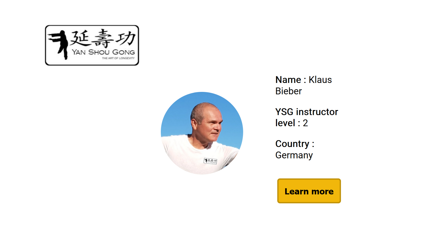 Offizieller Yan Shou Gong Instruktor Klaus Bieber